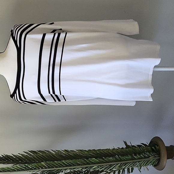 Cato white with black stripes wide neck 3/4 sleeve sweater NWT - Picture 3 of 11